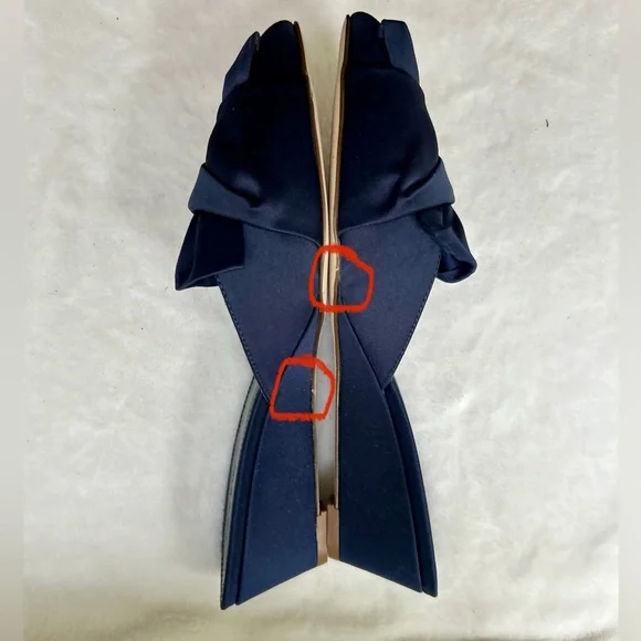 J. Crew Collection Blue Size 8 Mules Satin Wedges Slip On Heel Shoes - Picture 13 of 14